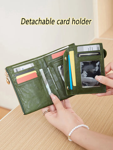 Xajzpa Minimalist Women's Wallet Short Three Layer Large Capacity Double Zipper Card Holder ID Card Credit Bank Card Holder Money Bag